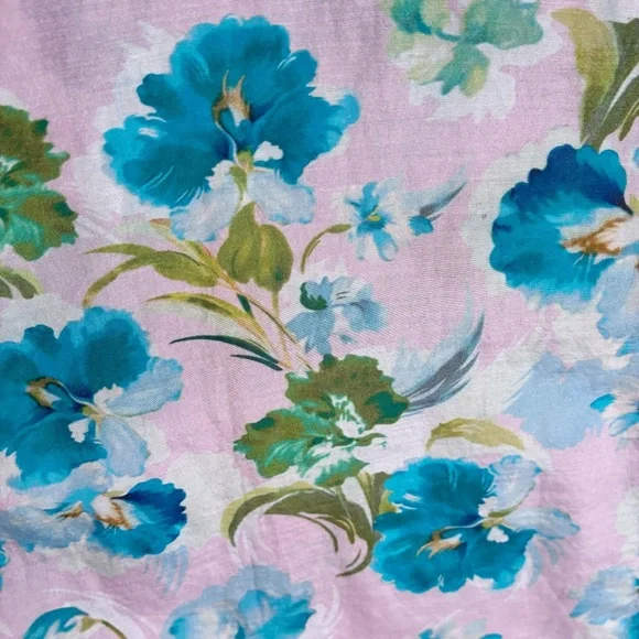 Papinelle Audrey Crop PJ Set pink blue floral cotton silk relaxed lightweight - Picture 3 of 13